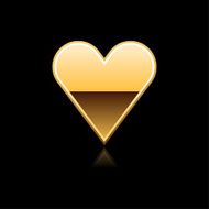 Gold heart sign metal icon chrome pictogram web internet button