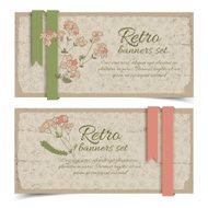 Vintage flowers banners set with text field N7
