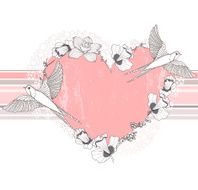 Heart made from flowers and birds