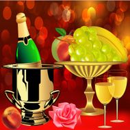 bottle champagne fruit rose