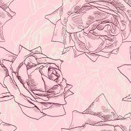 Vintage seamless pattern with roses N5