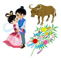 Tanabata image set about Japanese folklore