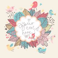 Stylish floral background with cute birds