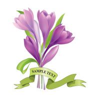 Spring flower bouquet with green ribbon