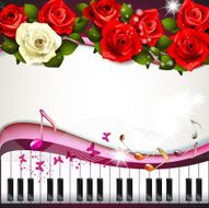 Piano keys with roses N3
