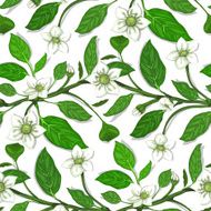 White Flowers on Twig Seamless Pattern N5