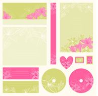 Set of wedding invitations with flowers background N3