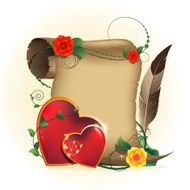Old parchment and Valentines hearts