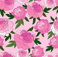 Seamless wallpaper pattern with of pink peony