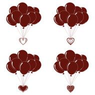 Balloons bunches silhouette set