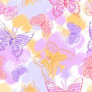 Butterflies Beautiful background with a flower ornament N3