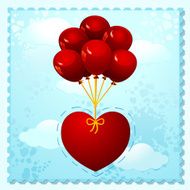 Red heart with balloons