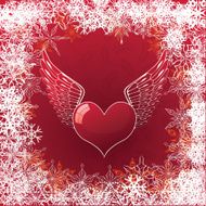 valentine&#039;s card with heart and wings