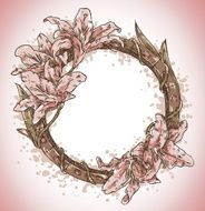 Retro frame with lilies