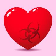 Glossy heart with biohazard symbol