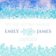 Wedding invitation or greeting card with abstract roses and watercolor N3