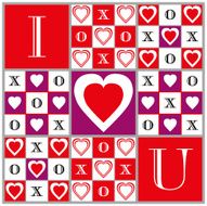 Game of Love Hearts Tic-Tac-Toe Illustration in Red White Purple