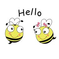 Postcard with two bees