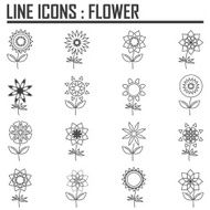 flowers outline icon set