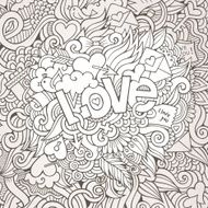 Love hand lettering and doodles elements sketch background N2