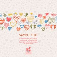 Romantic card with ornament of hearts and sample text