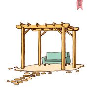 Wooden pergola vector illustration N2