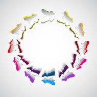 Greeting card with paper cut butterflies - vector N3