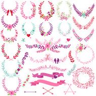 Vector Collection of Valentine&#039;s Day or Wedding Themed Laurels N2