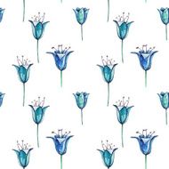 Watercolor blue bellflowers pattern