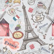 Seamless texture with the image of sights Paris N4