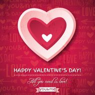 Red valentines day greeting card with heart and wishes text N3
