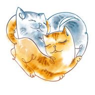 Cats lying in the shape of heart