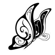 Ornamented abstract silhouette butterfly N20