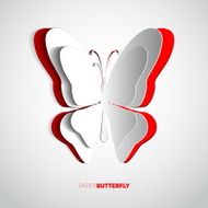 Greeting card with paper cut butterfly vector illustration N3