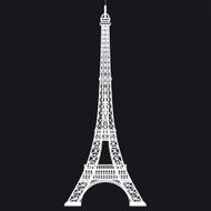 Eiffel Tower White Silhouette Vector Illustration French Paris Icon