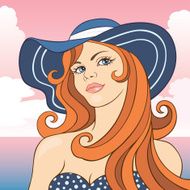 Red-haired girl in a hat N2