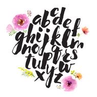 Hand drawn alphabet written with brush pen N5