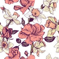vintage vector seamless floral pattern N16