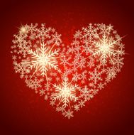 Golden heart made with snow Vector N2