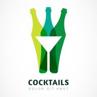Abstract logo design template Bottle and martini glass vector icon