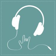 White headphones with cord shape of hand Rock and roll
