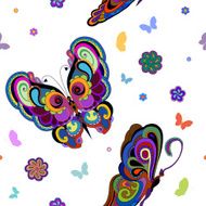 Colorful vintage background with butterflies