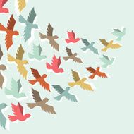 Sky background with stylized color flying birds N2