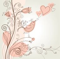 cute songbird in flowers greeting card