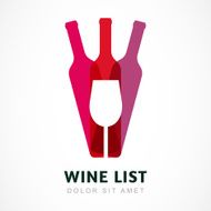 Abstract colorful logo design template Wine bottle glass vector icon