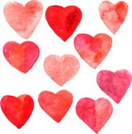 set of hearts painted by watercolor N2