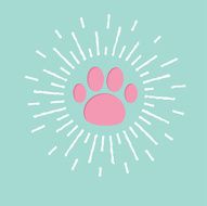 Paw print shining effect ray of light Blue Flat design