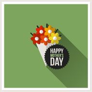 Happy Mother&#039;s Day Flat design greeting card with colorful bouquet