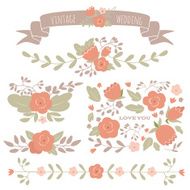 Set of floral elements for a wedding or birthday N3