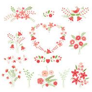Set of flower design elements